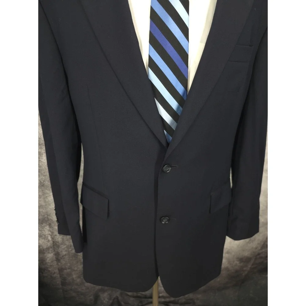 Jos A Bank Signature Blazer Jacket Mens 43 L Blue Sport Coat 2 Buttons Business‎